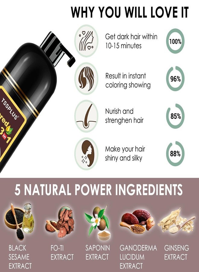 TSSPLUS 500ml Hair Coloring Shampoo Organic Natural Hair Dye Plant Essence Black Hair Color Dye Shampoo for Women Men Cover Gray White Hair, Instant Hair Colouring (Dark Brown) - Image 2